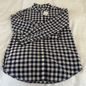 NWT J. Crew blue and white gingham button down shirt